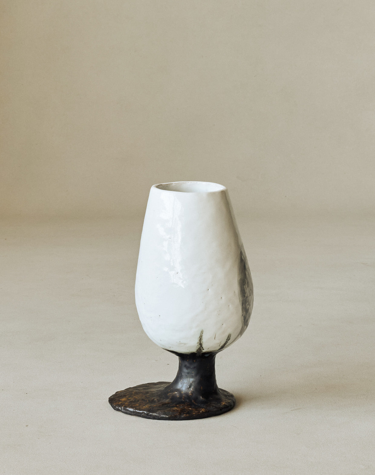 Maggie Wells, Ceramic Sculpture with Black & White Glaze