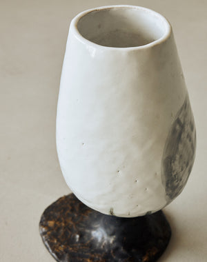 Maggie Wells, Ceramic Sculpture with Black & White Glaze