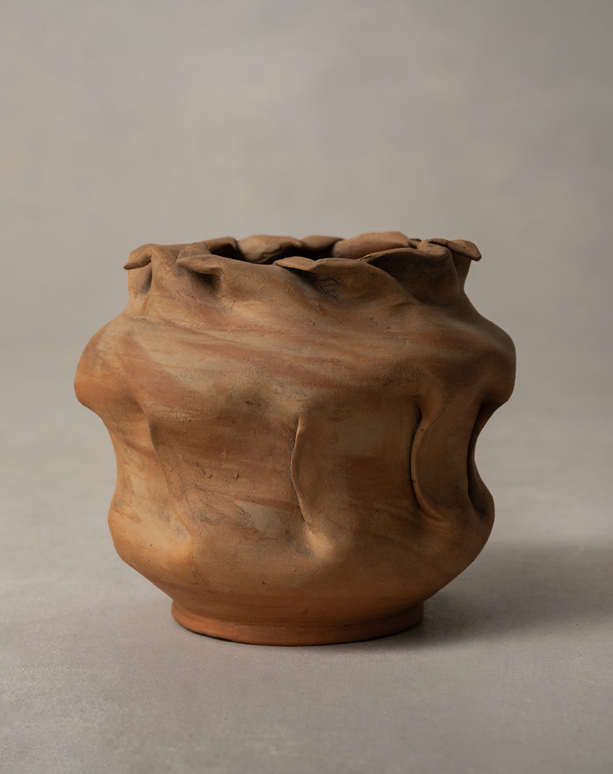 George E. Ohr, Bisque Vase with In-Body Twist, circa 1898-1910 (GOEA04)
