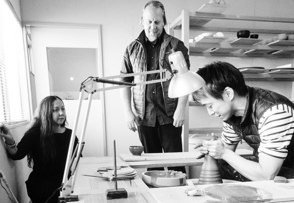 FOUNDERS ROBIN STANDEFER AND STEPHEN ALESCH VISITING ANZAI IN HIS STUDIO IN FUKUSHIMA, JAPAN.