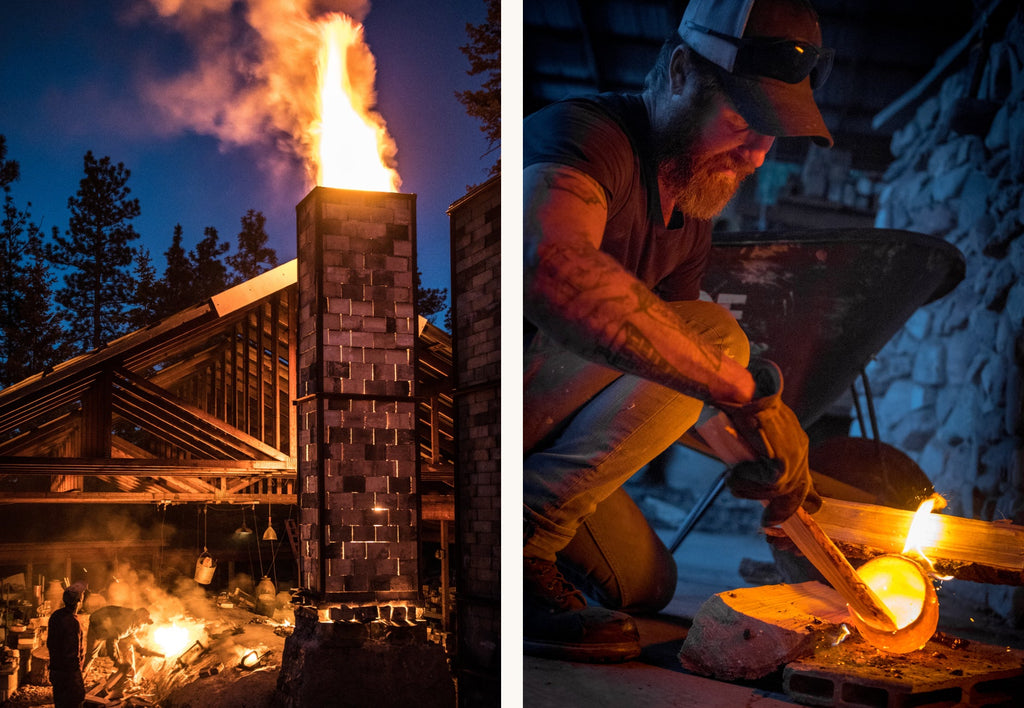 WORKING IN ONE OF THE LARGEST WOODFIRED KILNS IN THE U.S., THE PROCESS TAKES UP 10 DAYS